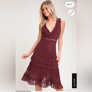❤️Lulus ruffled lace wine plum dress
